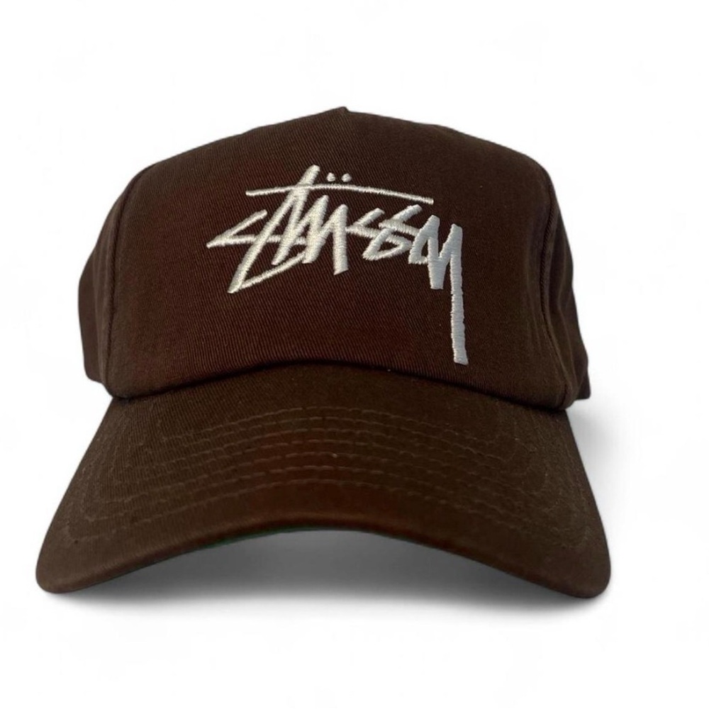 Stussy Dark Brown Hat with White Embroidery